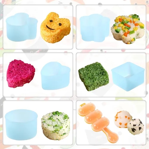 Miniatura 4 de Onigiri - Kit de moldes para hacer sushi musubi con paleta de arroz, cepillo para cocina, sin BPA, duradero, polipropileno, pequeño, redondo