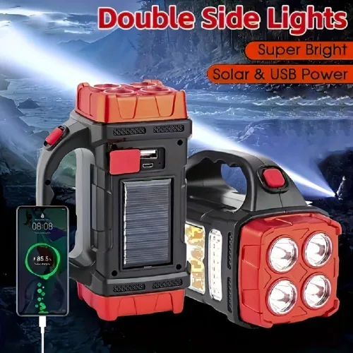 Miniatura 2 de IFTHFOUR Linterna Solar de Altos Lúmenes - Luz de Trabajo LED con USB-C Recargable, Impermeable, Linterna y Farol Multifunción para Acampar, Rojo