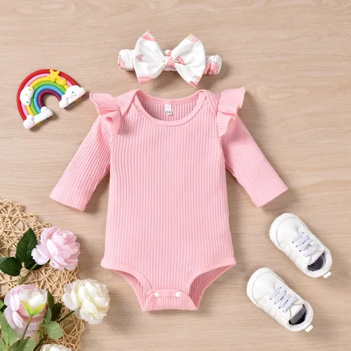 Miniatura 4 de Aalizzwell Conjunto de mameluco acanalado para bebé recién nacido prematuro para otoño e invierno