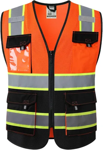 Miniatura 17 de JKSafety - Chalecos de seguridad reflectantes de alta visibilidad para hombres y mujeres, con bolsillos, ropa de seguridad de malla