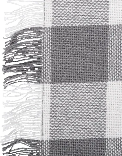 Miniatura 2 de DII Colección de Mesa a Cuadros Pesada con Flecos, Camino de Mesa, 14x72 pulgadas, Gris 2-Gris
