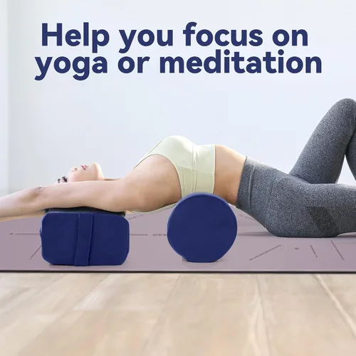 Miniatura 4 de MABOZOO Juego de cojines de yoga, funda de terciopelo de espuma de alta densidad para yoga restaurativo y meditación, almohada rectangular y Azul