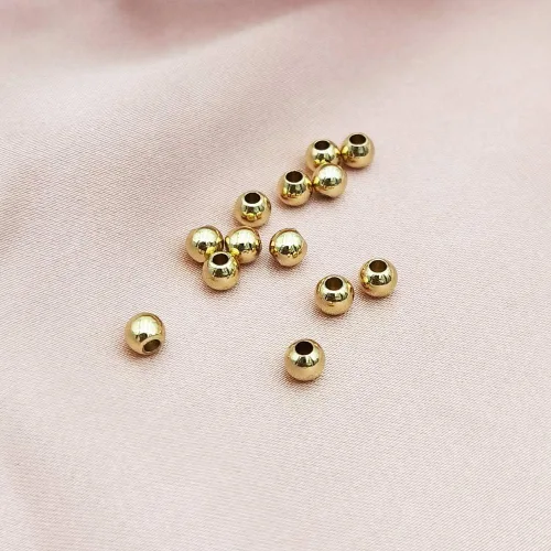 Miniatura 3 de INSPIRELLE - 300 cuentas pequeñas de 2,5 mm de latón chapado en oro pálido duradero. Cuentas redondas de metal sueltas para hacer joyas de pulsera