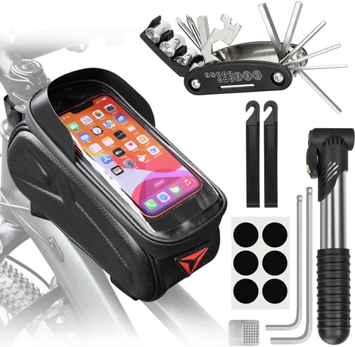 Miniatura 9 de Kit de Reparación de Bicicleta, Bolsa de Reparación de Bicicleta con Bomba de Neumáticos, Kit de Herramientas de Bicicleta para Viajes de Camping