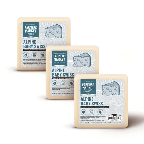Farmers Market Alpine Baby - Juego de regalo de queso suizo para bebé, paquete de 3 bloques de queso Wisconsin, sin gluten, apto para dieta