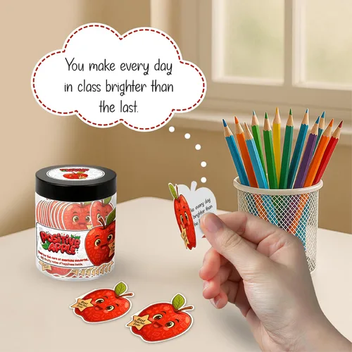 Miniatura 7 de Tarro de Manzanas Positivo con 60 Tarjetas de Afirmación Diaria, Regalo de Apoyo Emocional de Manzanas, Tarjetas de Manzanas, Regalos Divertidos