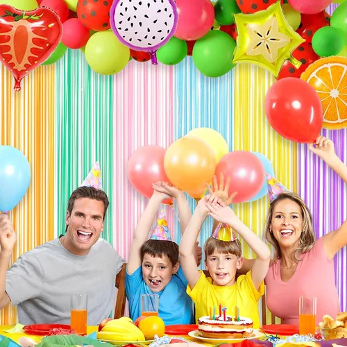 Miniatura 9 de GREATRIL - Fondo de fiesta con cortina de oropel en tonos pastel, cortina de flecos de papel aluminio para cabina de fotos y cumpleaños, Pascua