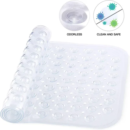 Miniatura 7 de YINENN Tapetes para bañera de 31 x 15.5 pulgadas, antideslizantes y sin látex, con ventosas, lavables a máquina, con orificios de drenaje