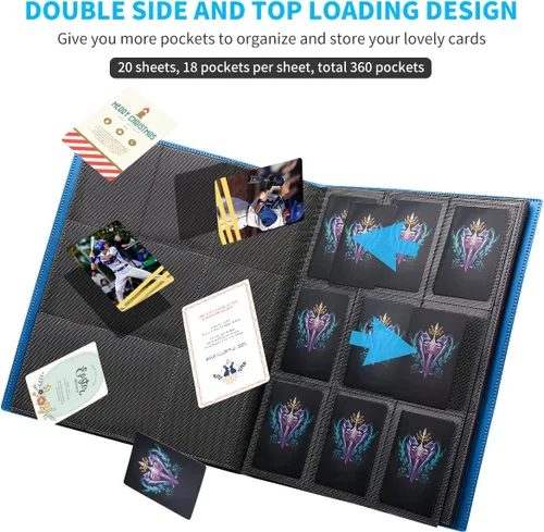 Miniatura 4 de Carpeta de Tarjetas, Carpeta de Colección de Tarjetas de 9 Bolsillos Mejorada para Tarjetas, Álbum con Soporte para 360 Tarjetas para Yugioh, MTG