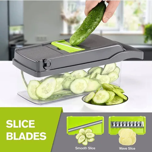 Miniatura 5 de Picador de verduras todo en 1, picador de cebolla, rebanador de mandolina y rallador de queso y cortador de verduras