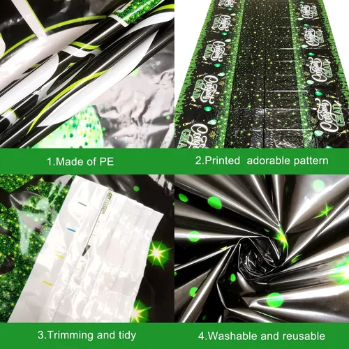 Miniatura 5 de KatchOn, Manteles de graduación verdes y negros, extra grandes de 108 x 54 pulgadas, paquete de 3 Decoraciones de graduación verde y negro 2026