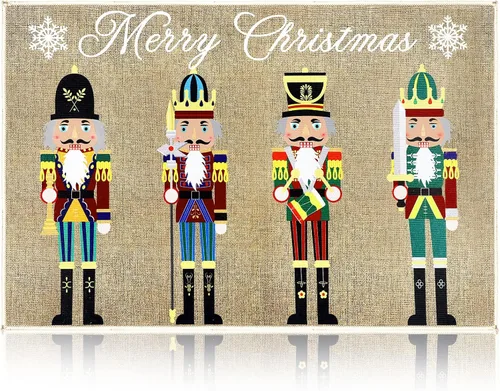 Miniatura 7 de Minatee Tapete Cascanueces Tapete de Puerta Felices Fiestas Tapete Lavable Antideslizante Alfombras de Piso Tapete de Piso Soldado de Navidad