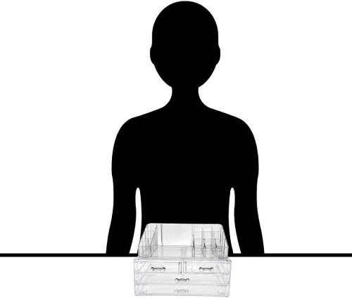 Miniatura 6 de OnDisplay Estuche de almacenamiento de cosméticos y joyas, diseño de 4 cajones, perfecto para tocador, encimera de baño o aparador