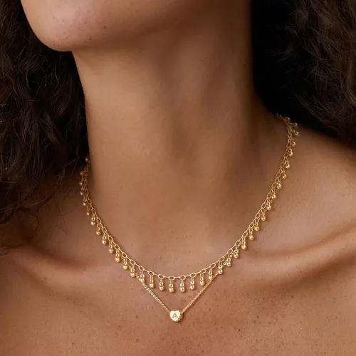 Miniatura 3 de Collar de corazón con inicial de oro pequeño, chapado en oro de 14 quilates, hecho a mano, delicado collar de corazón con letra para mujer, collar