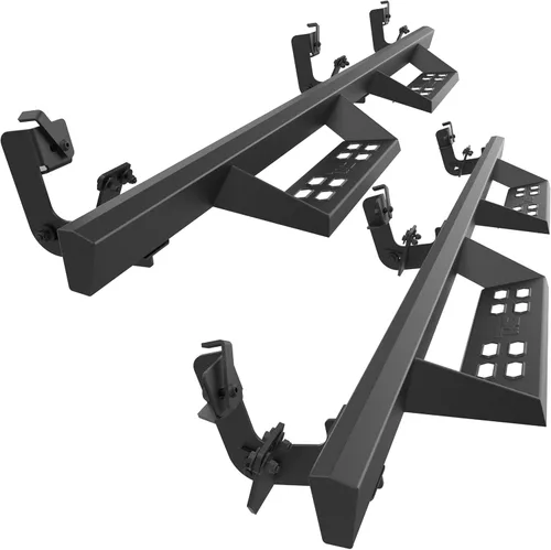 Estribos TAC Sniper para Dodge RAM 1500 Quad Cab 2009-2018 (Incluye Ram 1500 Classic 2019-2024) Pickup con Caída de 4" Textura Fina Negra Escalones