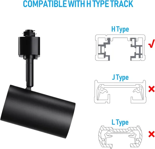 Miniatura 5 de LEONLITE Cabezales de iluminación LED de 8.5 W, cabezales de luz de riel tipo H, iluminación de pista regulable de 45°, accesorio de iluminación