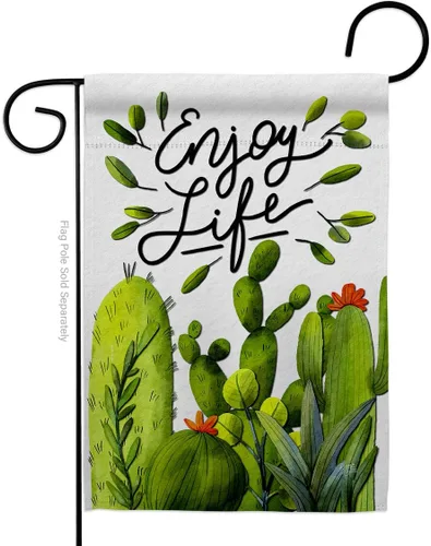 Breeze Decor Cactus Life - Bandera de jardín – Regional Southwest Desert Country Succulent Area – Cartel de decoración de la casa pequeño para