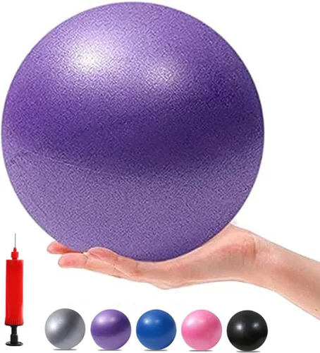 Miniatura 10 de Pequeña pelota de yoga de ejercicio para pilates, barra y terapia física, incluye bomba de aire, antiestallido, fácil de inflar, accesorio