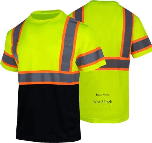 Miniatura 15 de FONIRRA Camisa reflectante de seguridad de alta visibilidad para hombres ANSI Clase 3 Hi Vis, camisas de trabajo de construcción con manga corta Azul