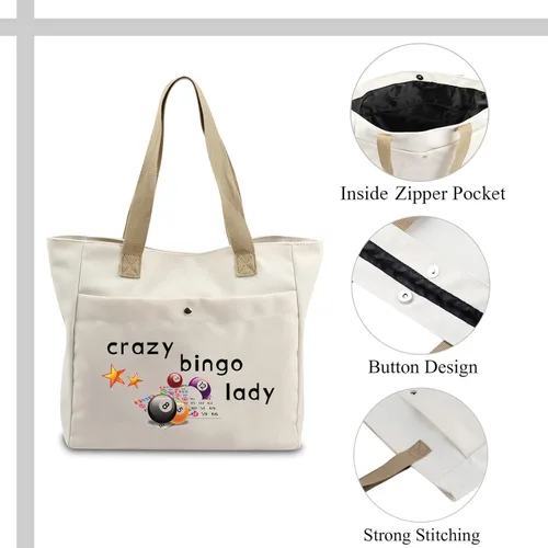 Miniatura 6 de VAMSII Crazy Bingo Lady Tote Large Juego de Bingo Bolsa de Almacenamiento Bingo Amante Regalos Bingo Jugador de Bingo Bolsa de Bingo Bolsa