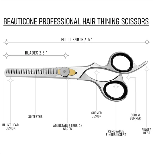 Miniatura 3 de Juego de tijeras de corte y adelgazamiento de cabello, tijeras de peluquería profesionales de 6.5 pulgadas para corte de pelo para hombres/mujeres