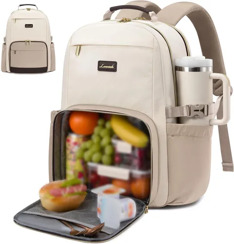 Miniatura 40 de LOVEVOOK Mochila para laptop para mujer con bolsillo para taza de gran capacidad, bolsa de computadora portátil de 15.6 pulgadas, mochila de viaje