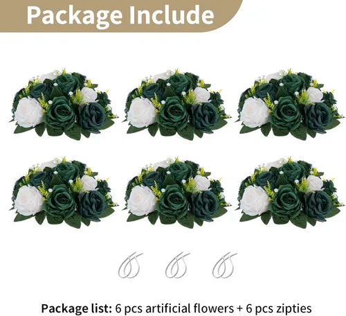 Miniatura 74 de NUPTIO Centros de mesa de flores para mesas de boda: arreglo de bolas de flores artificiales rosa y blanco para bodas, fiestas, 2 piezas de rosas