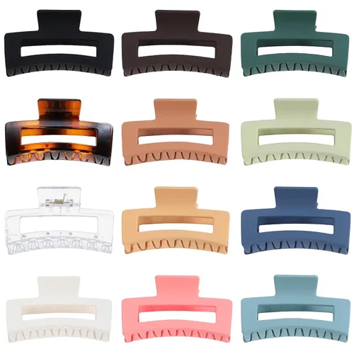 Miniatura 2 de Sisiaipu Accesorios Medianos para el Cabello de 3.5 Pulgadas - 12 Piezas Pinzas de Mandíbula Cuadradas para Cabello Grueso y Fino, Pinzas Básico