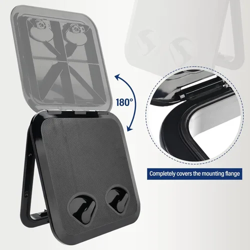 Miniatura 4 de NovelBee Escotilla para cubierta de barco, 14-1/2 x 14-3/4 pulgadas, escotilla de acceso y escotilla de tapa para barco, caravana, caravana y Negro