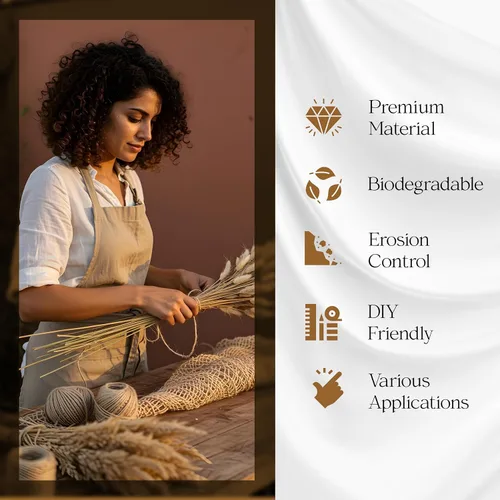 Miniatura 6 de Malla de yute natural de arpillera: tela de malla biodegradable de 48 pulgadas de ancho para control de erosión, retención de mantillo, paisajismo