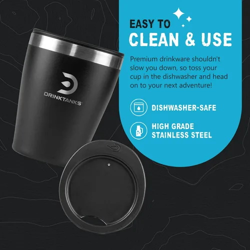 Miniatura 4 de DrinkTanks® - Vaso aislado para manualidades, taza de acero inoxidable, vaso de 10 onzas con tapa, vaso de acero inoxidable para agua, café