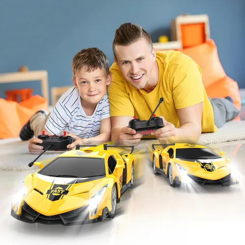 Miniatura 6 de Growsland Coche de control remoto, autos RC para niños 1:18, auto eléctrico de juguete para pasatiempos de carreras con luces y controlador, regalo