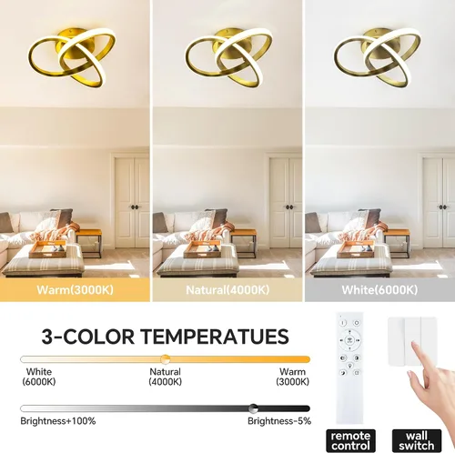 Miniatura 3 de Lámpara de techo moderna de 10 pulgadas, lámpara de techo regulable LED de 24 W con control remoto, temperatura de color ajustable de 3000 a 6000 K