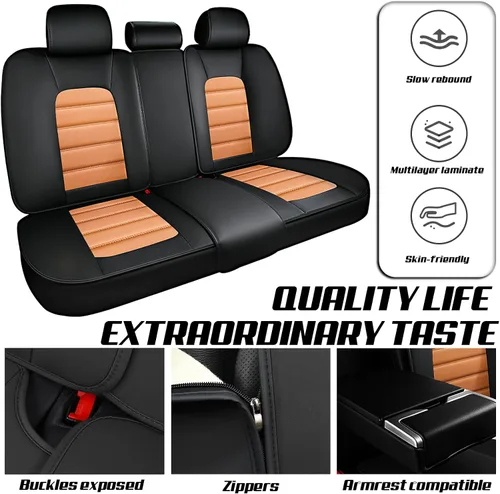 Miniatura 5 de ILMO Fundas para Asientos Compatibles con Ford F250 2011-2026, Protectores de Asiento de Camion de Cuero Nappa Impermeables con Tacto Suave, Fundas