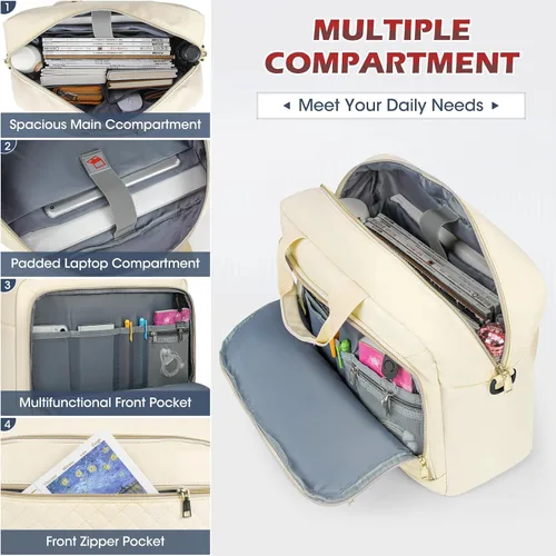 Miniatura 4 de NEWHEY Bolsa para laptop de 17.3 pulgadas, maletín para computadora portátil para mujeres y hombres, bolsa de hombro impermeable, bolsa de mensajero