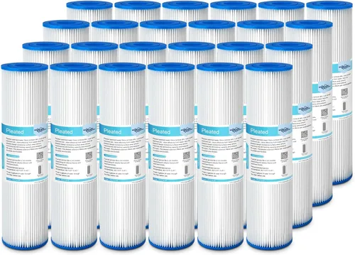 Miniatura 20 de Membrane Solutions Filtro de agua de sedimentos de poliéster plisado de 50 micrones, cartucho de repuesto de 10 x 2.5 pulgadas, prefiltro universal