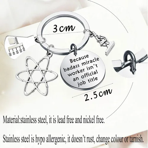Miniatura 2 de Llavero de química biológica, microscopio átomo, química, joyería científica y regalo