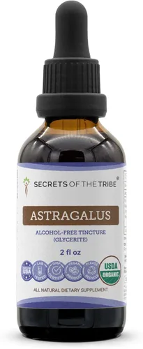 Secrets of the Tribe Astragalus USDA Organic | Extracto sin alcohol, gotas de hierbas de alta potencia | Hecho de astrágalo orgánico 100%