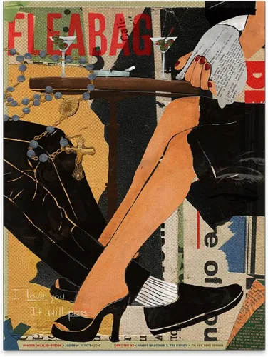 MWZUPQ Fleabag - Pósteres de lienzo estético vintage, arte de pared, carrito de bar, impresiones de cócteles, pinturas eclécticas coloridas para