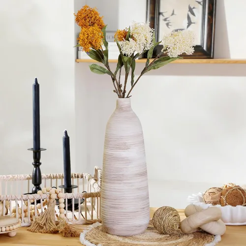 Miniatura 15 de ALMA Jarrón blanco alto para piso, jarrón extra grande de 18'' para ramo de flores secas de hierba de las pampas, jarrones grandes de cerámica