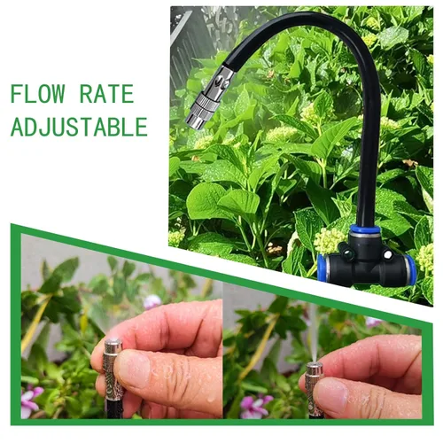 Miniatura 5 de Rociadores en T de 0.315 pulgadas para patio, paquete de 10 con micro niebla ajustable y enfriamiento de riego para riego de jardín, refrigeración