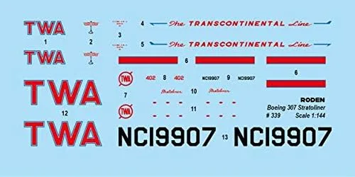 Miniatura 2 de Roden 339-1/144-307 Stratoliner (TWA SA-307B) Juego de aeronaves