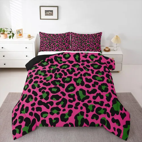 Miniatura 11 de Erosebridal Juego de edredón con estampado de leopardo, tamaño individual para niños, edredón de guepardo occidental, negro y gris, juego de ropa
