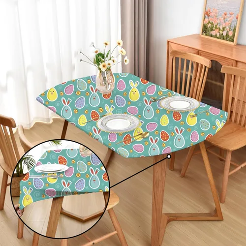Miniatura 36 de Mantel ajustado blanco con elástico para mesas plegables de 48x48 pulgadas, manteles lavables y elásticos de elastano para mesas de cartas, manteles