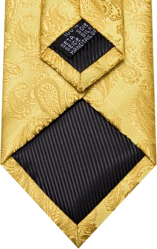 Miniatura 85 de Barry.Wang - Juego de corbata de seda para hombre, diseño de cachemira, pañuelo y gemelos de bolsillo