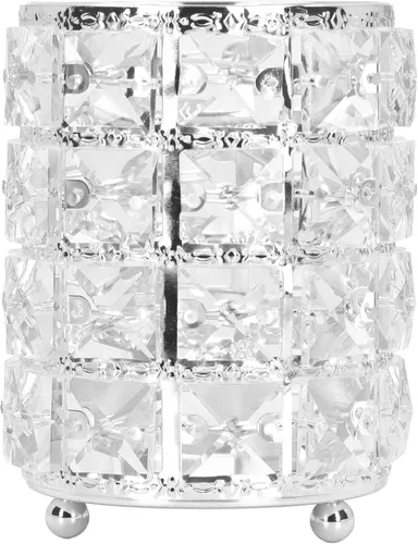 Miniatura 8 de Soporte para lápices, organizador de brochas de maquillaje plplaaoo de estilo europeo, organizador de cosméticos de cristal redondeado de cristal