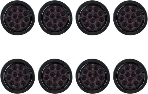 Miniatura 67 de Kit de tapones de cableado con cubierta de hule para luz trasera LED redonda de 4", 12 ledes, para RV, camioneta Luz roja - Lente transparente