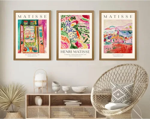 Miniatura 6 de Henri Matisse - Juego de 3 impresiones artísticas de pared de Matisse para decoración de pared, póster estético de lienzo colorido abstracto rosa