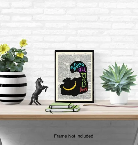 Miniatura 4 de Decoración de pared de gato Cheshire – Arte de pared de gato – Regalo único para los fanáticos de Alicia Wonderland – Póster de fotos de diccionario