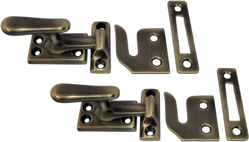 Miniatura 10 de QCAA Cerradura de ventana abatible de latón macizo, pequeño, negro mate, paquete de 2 Mate negro